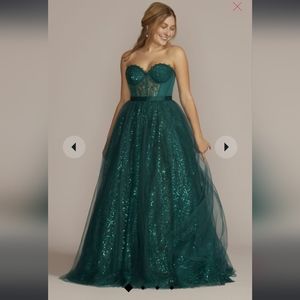 Jules and Cleo Strapless Sparkle Illusion Corset Ballgown Junior Size 4 Gem NWT